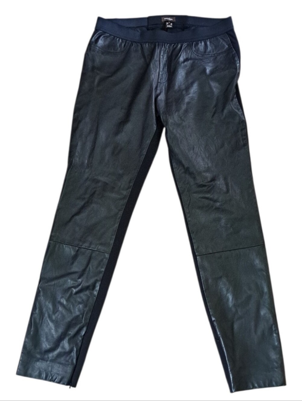 Black Leather Front Pull-On Pants. Elastic Waist. Italian Leather 👖